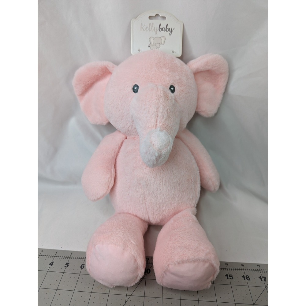 Kellytoy Pink Elephant Rattle Plush Crinkle 16 Inch Stuffed Animal Toy - Picture 3 of 6